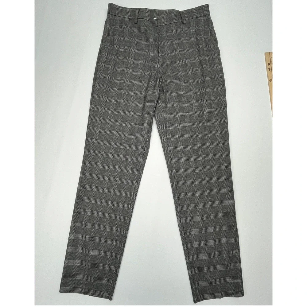 Tommy Hilfiger Grey Plaid Dress Pants Mens 32x34 Preppy Workwear Trousers